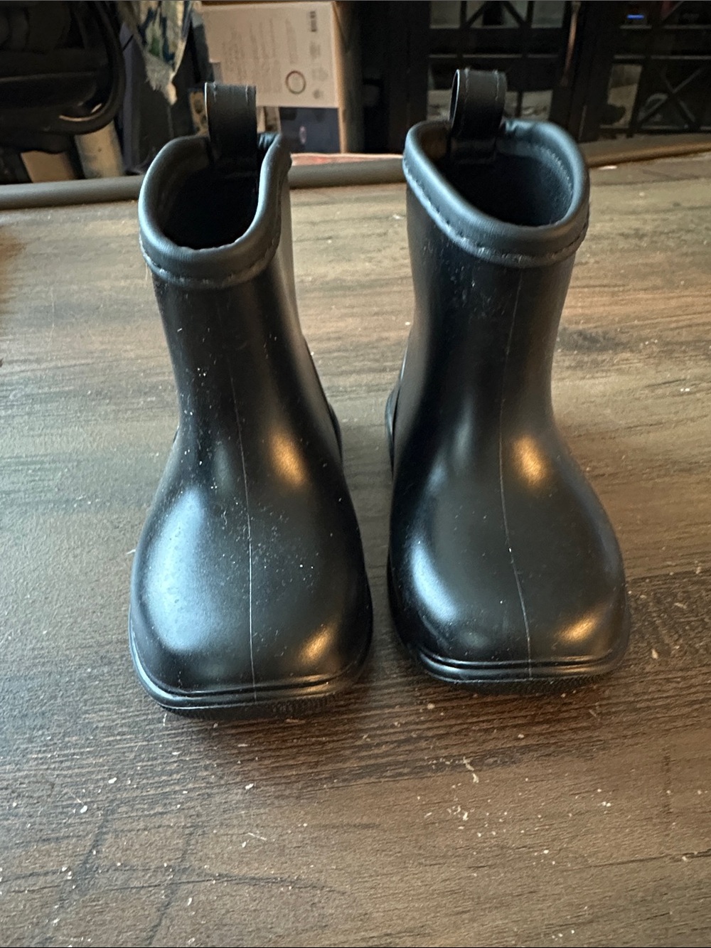 Black Rubber Rain Ankle Boots
